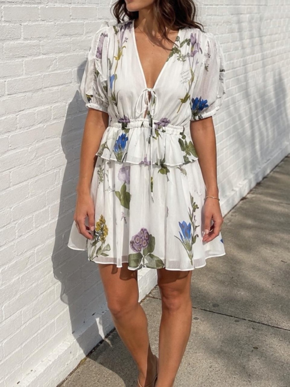 Ted Baker White Mini Dress with Blue & Purple Floral Print